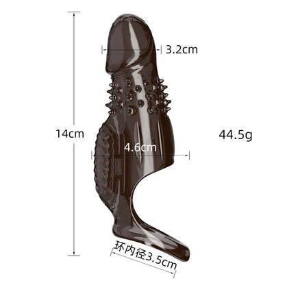 1ps Male Vibrating Silicone Cock Sleeve Ring Delay Ejaculation Vibrator Penis Cover Enlargement Women G Spot Stimulation Sex Toy