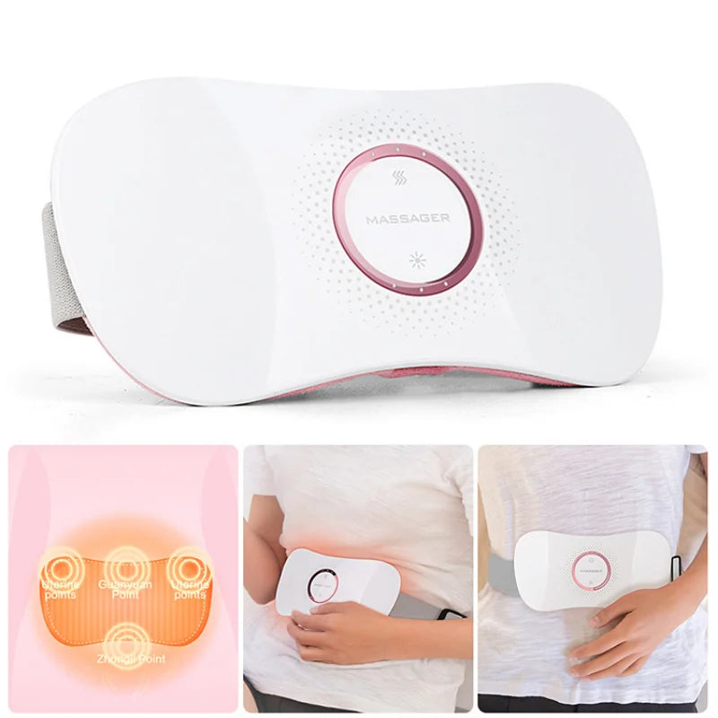 Rechargeable Period Cramp Massage Vibrator Heating Self Belt Electric Menstrual Relief Pain Waist for Women Gift Stomach Warming