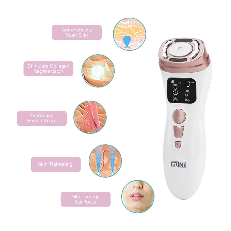 Portable Mini HIFU Facial Skin Radio Frequency EMS Micro-Current Instrument To Lift And Tighten Face-Lift Beauty Massager