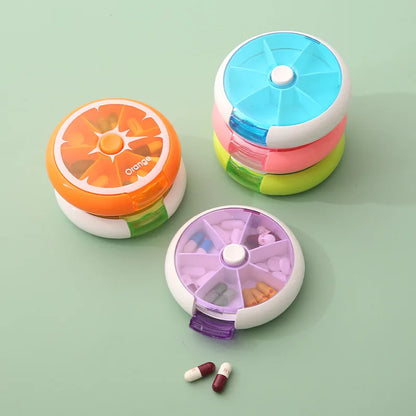 Portable Small Round Pill Box Portable 7 Days A Week Travel Pill Box Tablet Storage Box Container