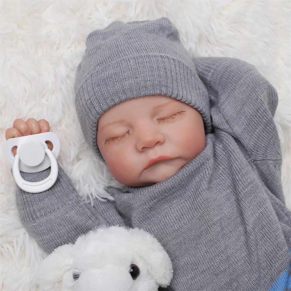 46cm Full Body Silicone 18inch Realistic Reborn Baby Doll Lifelike Newborn Baby Boy Girl Doll Flexible 3D Skin Tone