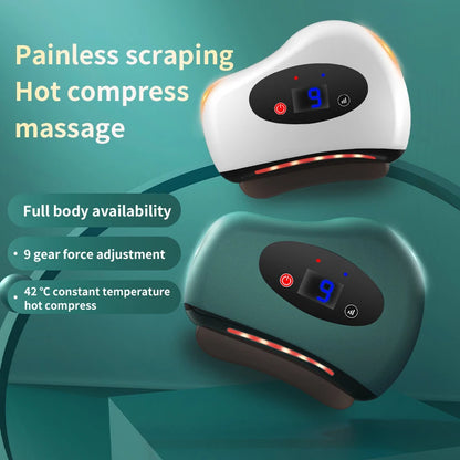 Electric Edge Stone Scraping Plate Hot Compress High-frequency Vibration Facial Body Lifting PI Guasha Fat Burning Massager