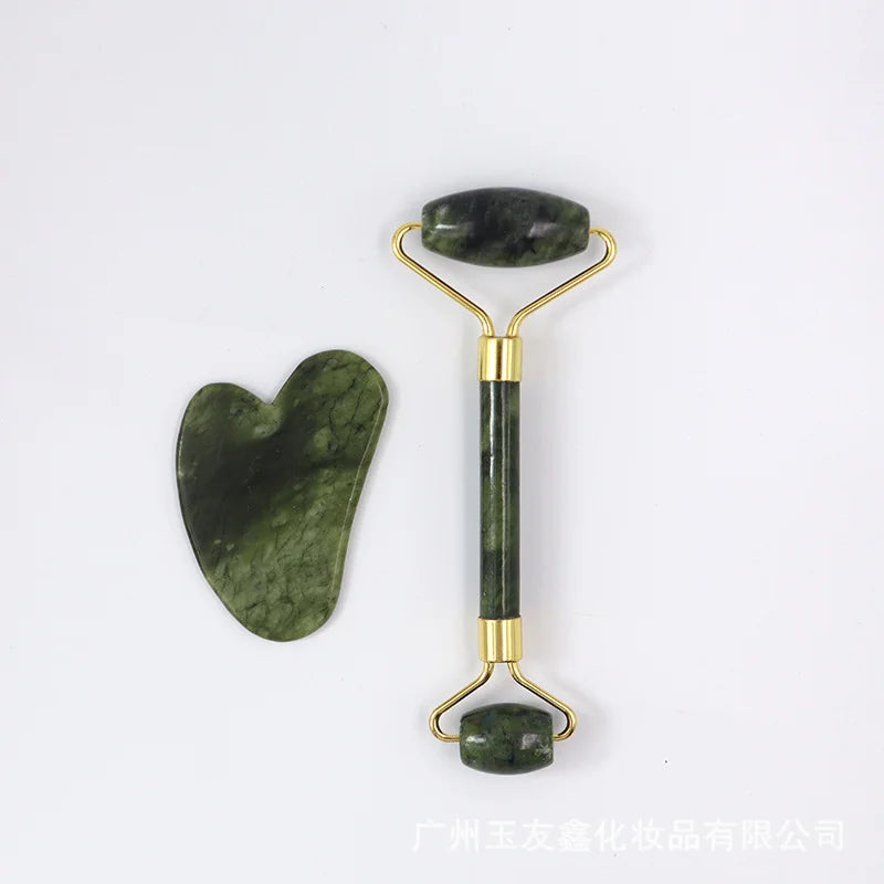 Face Massager Gua Sha Stone Natural Jade Face Microniddle Roller Facial Board Acupoint Face Care SPA Massage Tool Massage Visage