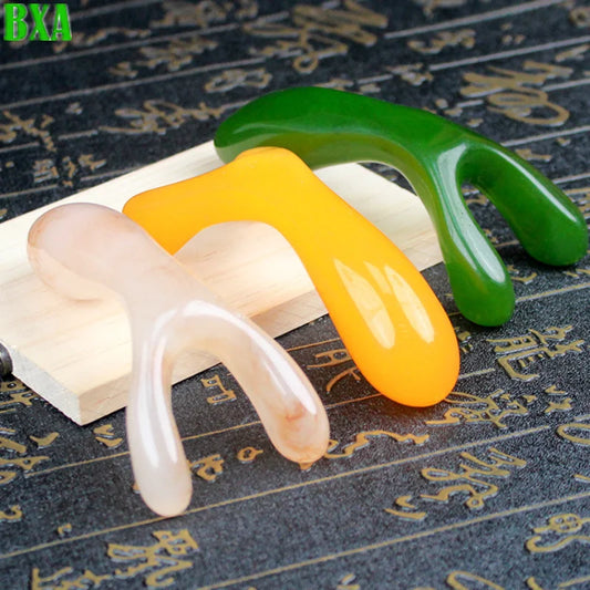 1pc Y-shaped Fork Nose Massage Resin Face Lifting Stone Guasha Scraping Facial Gouache Plate Nose Massage Trigger Point