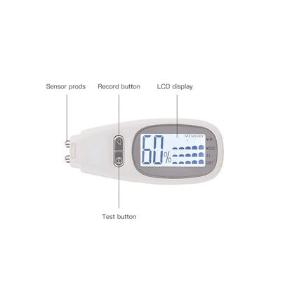 CR302 Skin Analyzer with Digital LCD Display Face Moisture Detector Monitor Facial Oil Tester Skin Condition Pen Memory Function