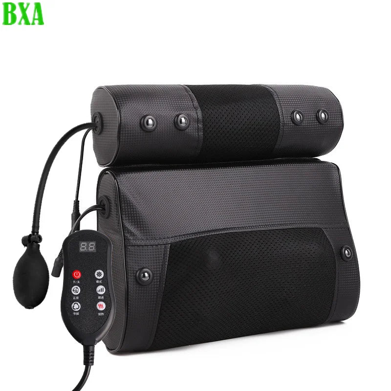 New Electric Neck Relaxation Head Massage Pillow Back Heating Kneading Infrared Therapy Shiatsu Ab Pillow Massager - Black