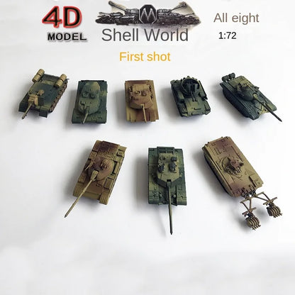 A Set 8PCS 1/72 4D Finished Tank Model Leopard Tiger-Type M1A2 T34 M42 Main Battle Tank Thumb Tank Military Model Toys for Child