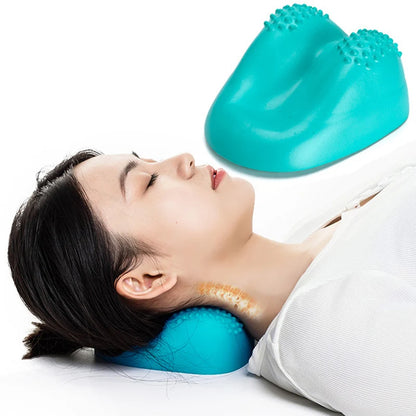 1pack Blue Body Massage Pillow for Pain Relief Neck Massage Pillow Neck Shoulder Cervical Chiropractic Traction Device