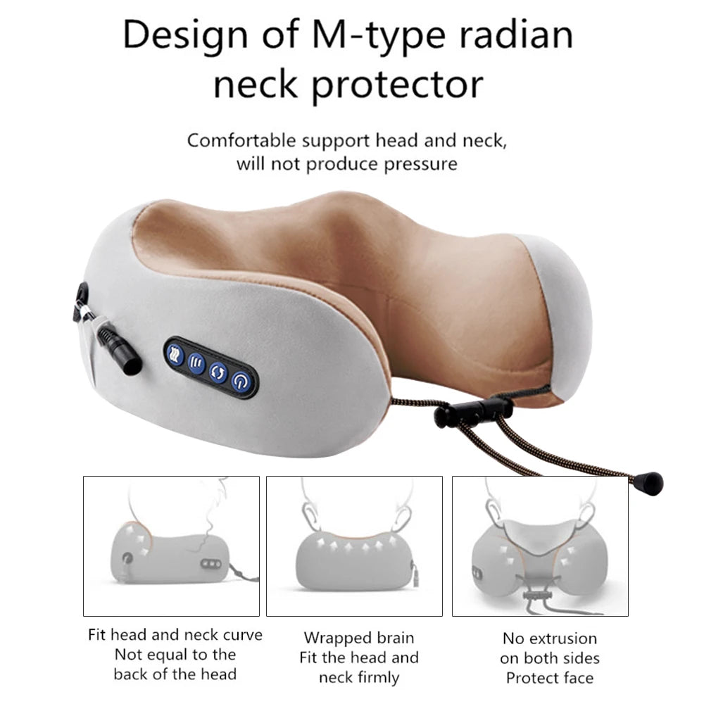 U-shaped Neck Massage Pillow Heating Vibration Kneading Electric Neck and Shoulder Massage Protection Relaxing Massager