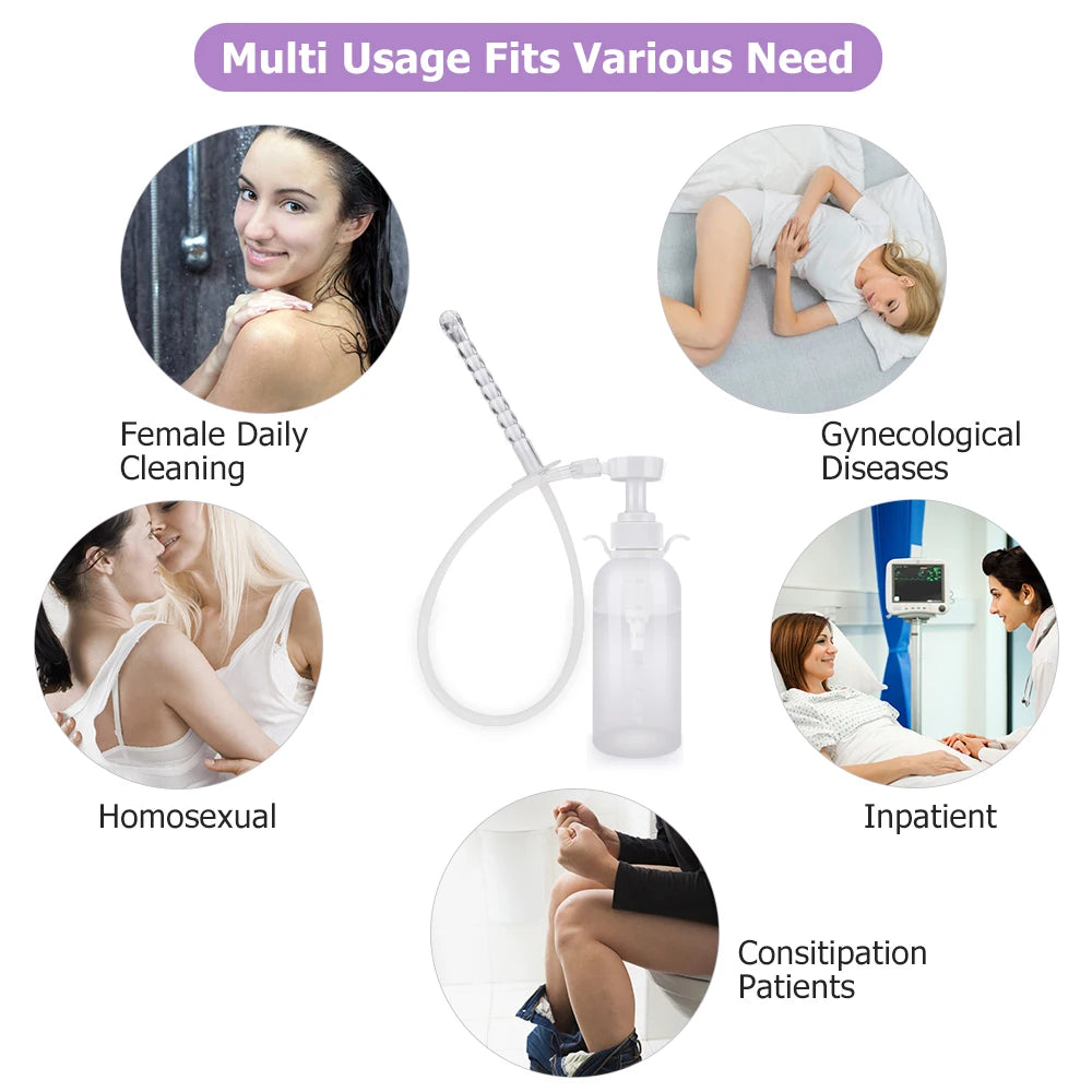 NEW 300ML Reusable Vaginal Irrigator Syringe Anal Cleaner Enema Vaginal Irrigator Set Female Vaginal Irrigator Shower Set