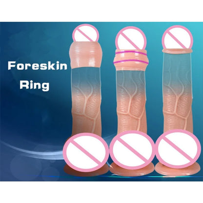 1PCS 3 IN 1 Foreskin Correction Cock Rings Silicone Flexible Penis Rings Male Glans Penis Block Delay Ejaculation Toys For Men