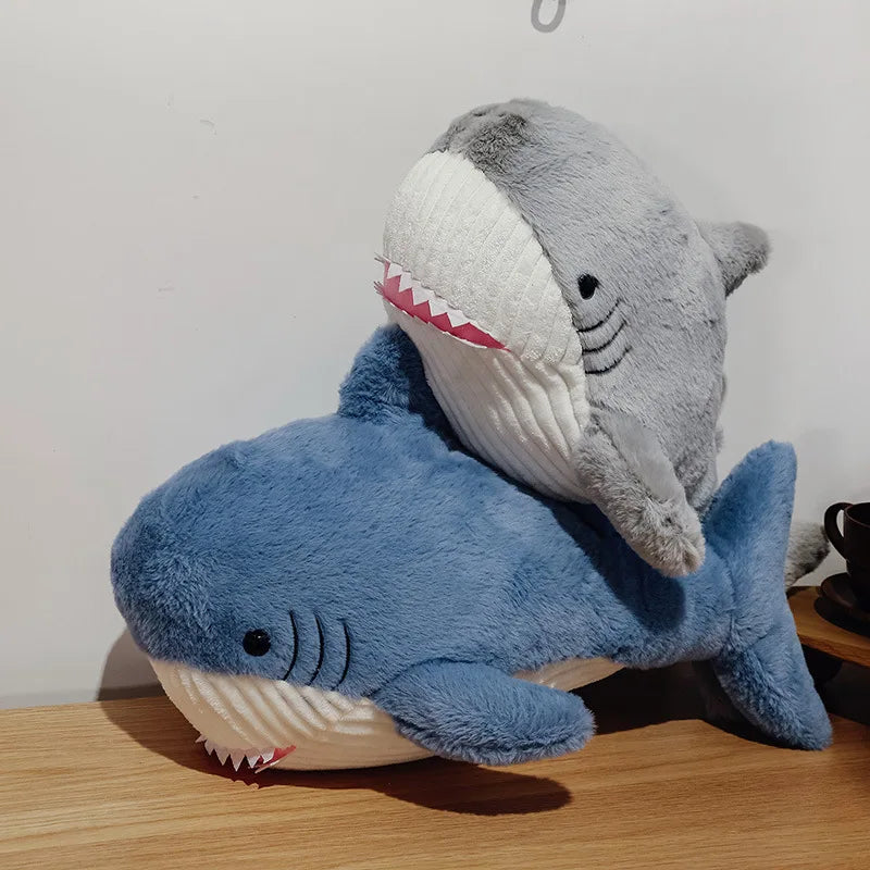 60/80cm Simulated Cute Shark Doll Plush Toy Stuffed Soft Sea Animal Fish Pillow Appease Toys for Kids Girls Birthday Gifts Decor