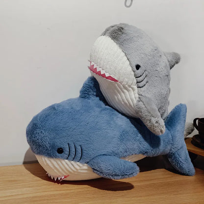 60/80cm Simulated Cute Shark Doll Plush Toy Stuffed Soft Sea Animal Fish Pillow Appease Toys for Kids Girls Birthday Gifts Decor