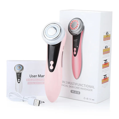 NEW Face Massager Skin 5 In 1 Rejuvenation Massage LED Face Lift Beauty Vibration Anti-wrinkle Anti-aging Radio Frequency