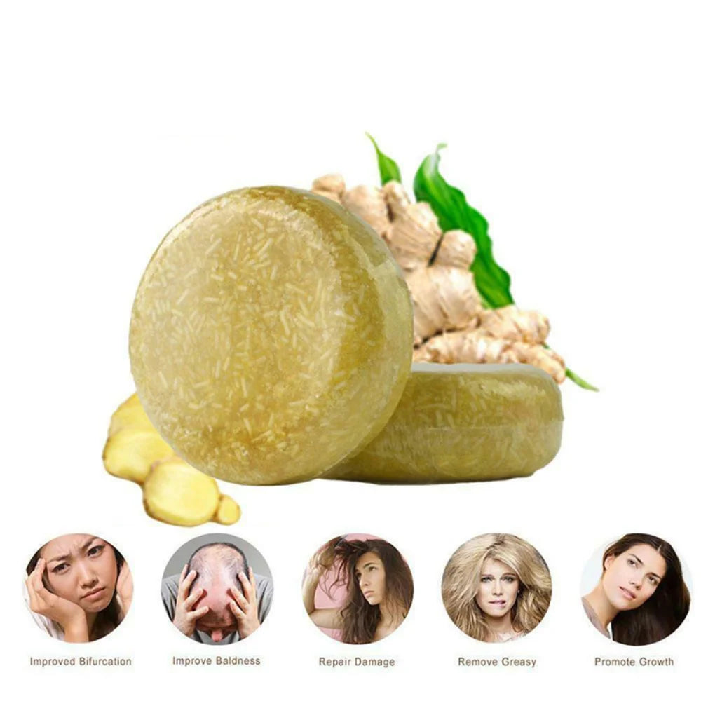 1PCS Hair Shampoo Organic Ginger Shampoo Stick Anti-hair Loss Shampoo Soap Hair Growth Care Soap Natural Ginger Shampoo