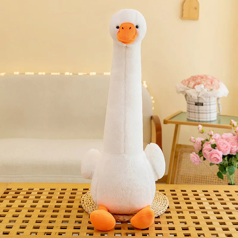 70cm Cute Soft Dinosaur Long Throw Pillow Girl Bed Side Sleeping Cuddle Pinch Legs Big White Goose Long Neck Animal Plush Toy