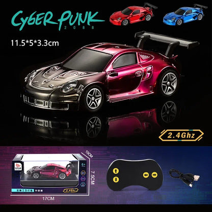 2.4G 4WD 1/43 Super Mini RC Car Electric Vehicle Model Kids Drift Toys Gold-plated Racing Light Pocket Remote Control Car