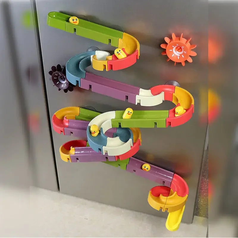 Assembling Track DIY Slide Suction Cup Baby Bath Tub Toy Gift  Baby Bathroom Bathtub Shower Toy Set Duck Water Toys for Children