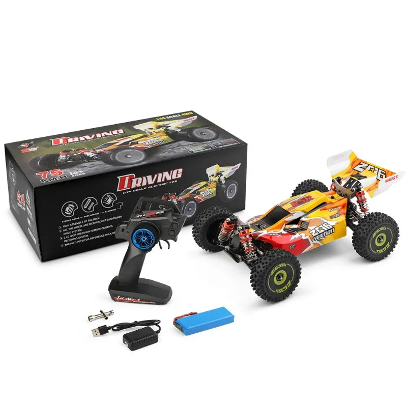 WLtoys 144010 1/14 RC Car 75KM/H High Speed Off-Road 2.4G Brushless 4WD Electric RC Drift Toys for Children Racing