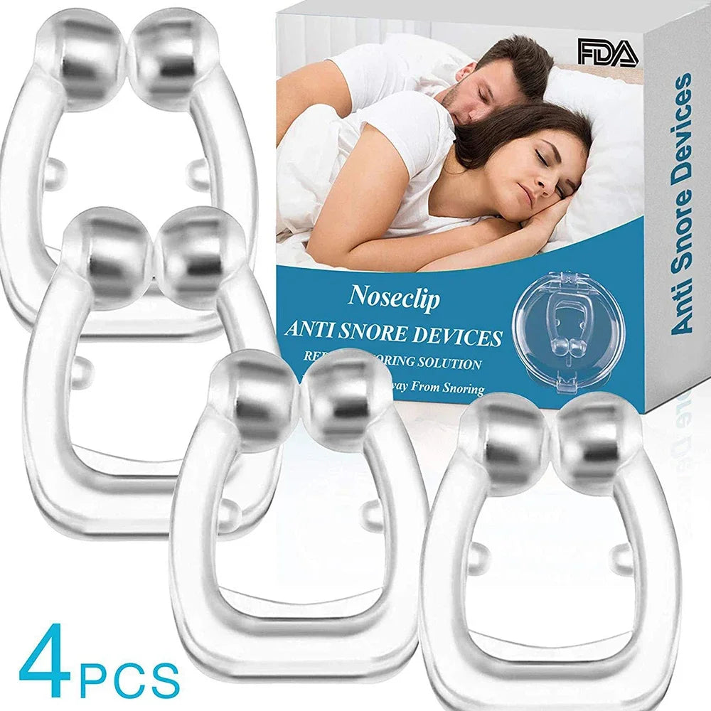 Silicone Magnetic Anti Snore Stop Snoring Nose Clip Sleep Tray Sleeping Aid Apnea Guard Night Device with Case Anti Ronco 1/4PCS