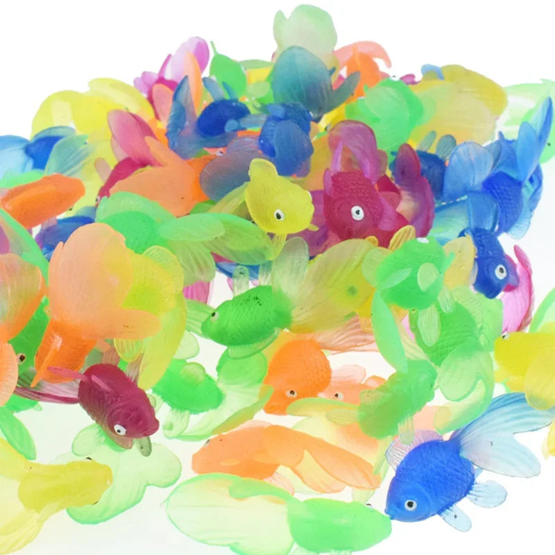 10pcs/set Kids Soft Rubber Simulation Mini Colorful Goldfish Model Baby Bath Toys for Children Toddler Fun Swimming Beach Gifts