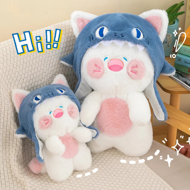 1pcs 30cm/50cm Cartoon Cute Internet Celebrity Shark Cat Plush Doll Creative Doll Cute Cat Plush Toy for Children Gift Wholesale