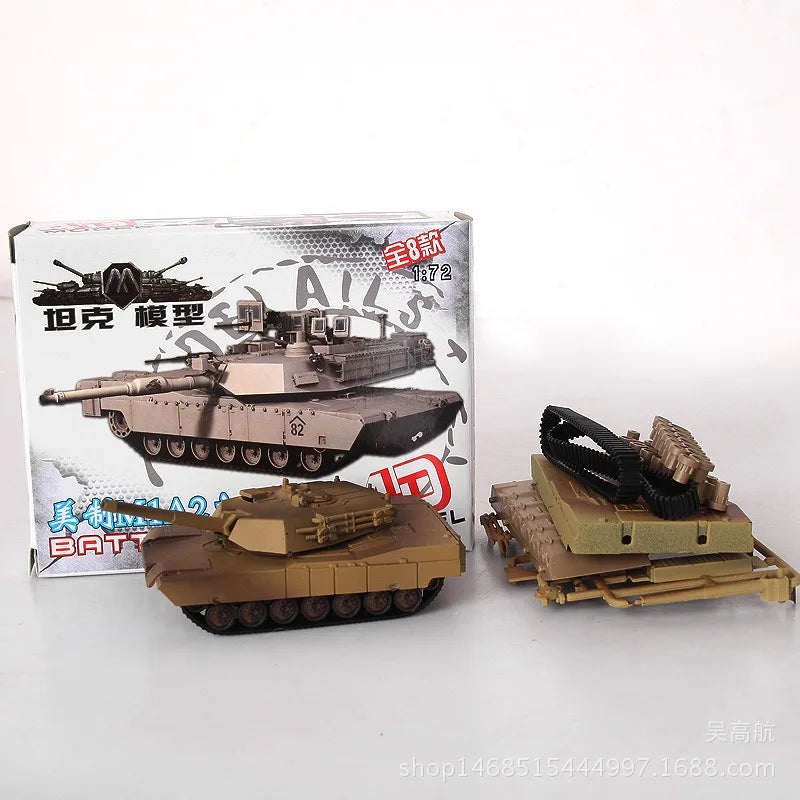 A Set 8PCS 1/72 4D Finished Tank Model Leopard Tiger-Type M1A2 T34 M42 Main Battle Tank Thumb Tank Military Model Toys for Child