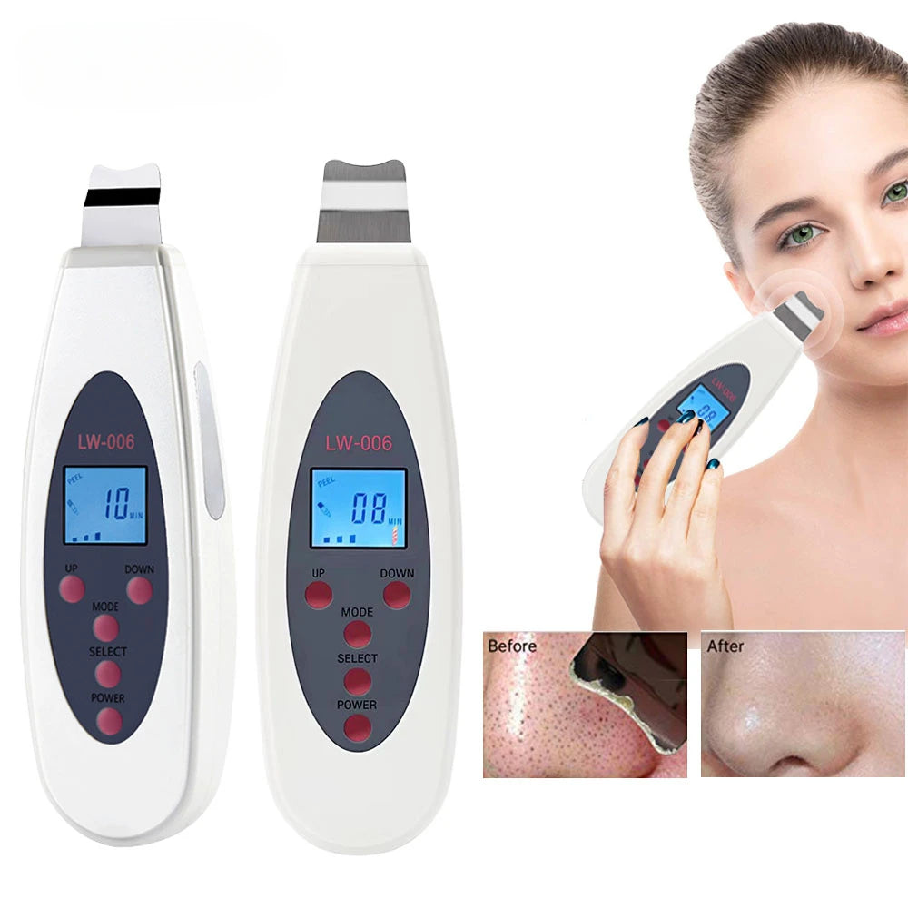 Ultrasonic Skin Scrubber Deep Face Cleaning Machine RemoveFacial Massager Ultrasound Peeling Clean Tone Lift LW006