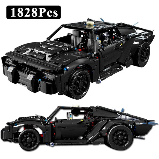 1828Pcs Technical MOC Bat Black Super Racing Car Model Building Blocks City Speed Sport Vehicle Supercar Bricks Toy For Kid Gift