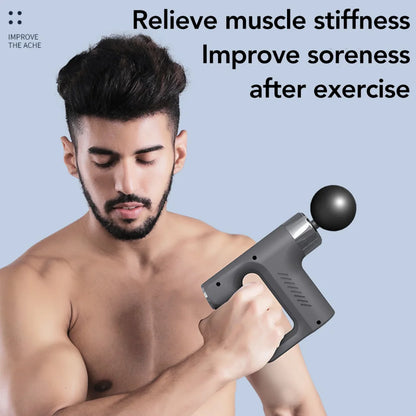 5-gear Deep Tissue Mini Fitness Musle Massager 4 Heads Portable Fascia Gun Vibration Massage Gun Sports Muscle Relaxing Massager