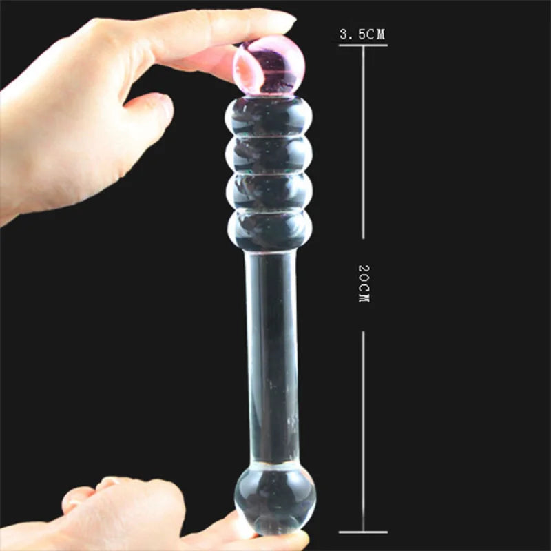 1PCS Double Head High Borosilicate Fourth Ring Crystal Glass Simulation Dildo Sex Toy For Woman Couples Vaginal Stimulation