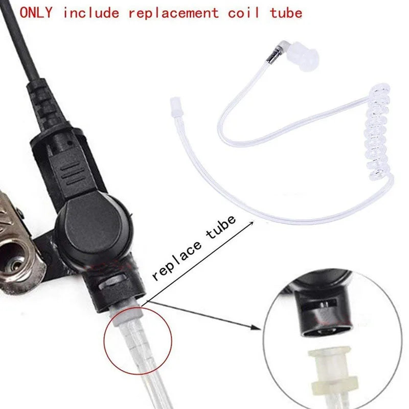 Transparent Replacement Air Tube PTT Mic Microphone Earphone Headset w/ Copper Ring for Universal Two Way Radios Walkie Talkie