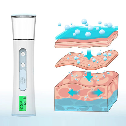 NEW Dual Nozzle Nano Sprayer Mini Moisturizing Humidifier Skin Care LED Display Portable Face Steamer Handheld Atomizer