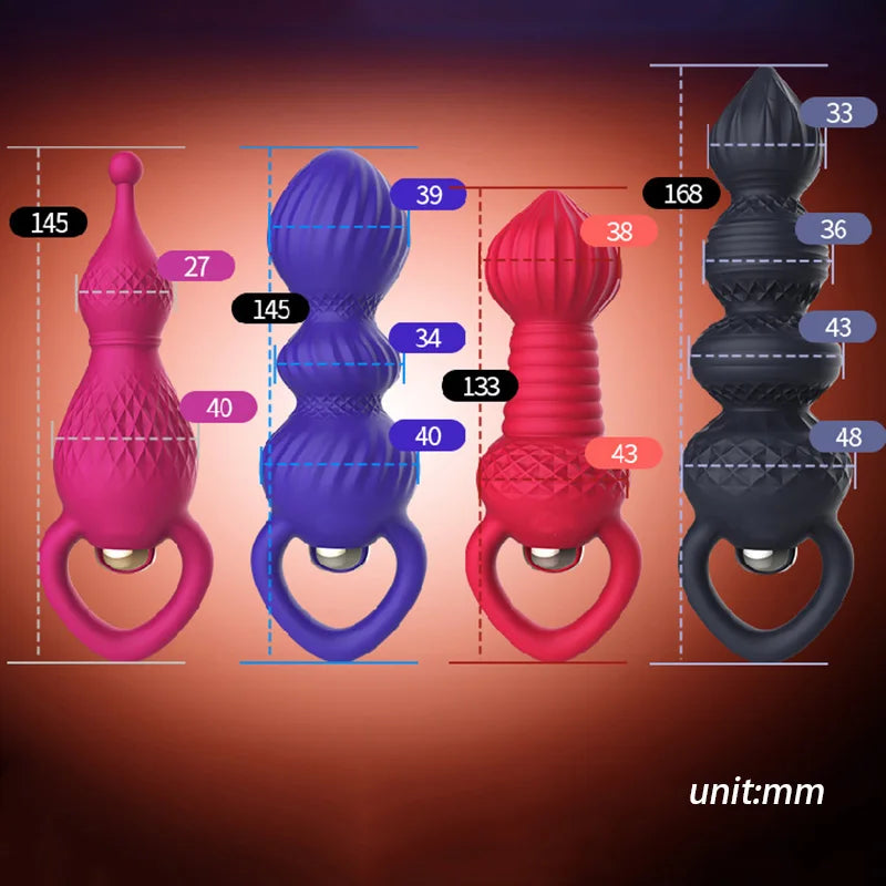 1PCS Silicone 4 Style Quiet Vibrating Anal Plug Prostate Massager Butt Plug Anal Beads Masturbator Sex Toys for Men Women