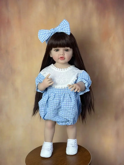 55CM Reborn Dolls 22Inch Baby Lifelike Realistic Stand Girl Doll Kit Full Soft Silicone Body Toddler Birthday Gift