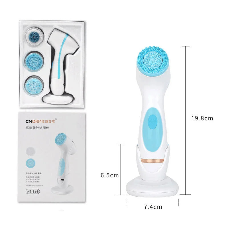 NEW 3 in 1 Sonic Cleansing brush Facial Rotary brush Set Facial spa system deep cleansing removal blackhead machine