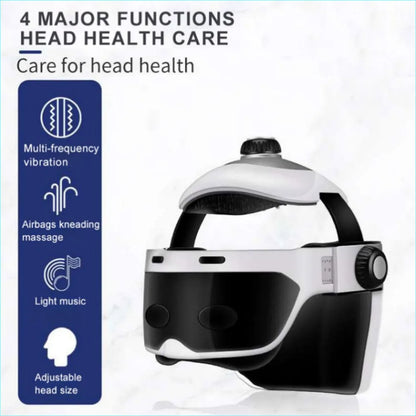 New Head Massage Helmet Electric Vibration Headache Pneumatic Massage Scalp Relaxation Automatic Hot Compress Bluetooth Version