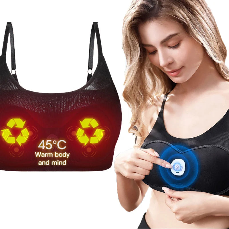 NEW Electric Breast Massager Smart Vibrating Heating Hot Compress Stimulator Enhance Chest Shaping Relax Breast Care Massage Bra