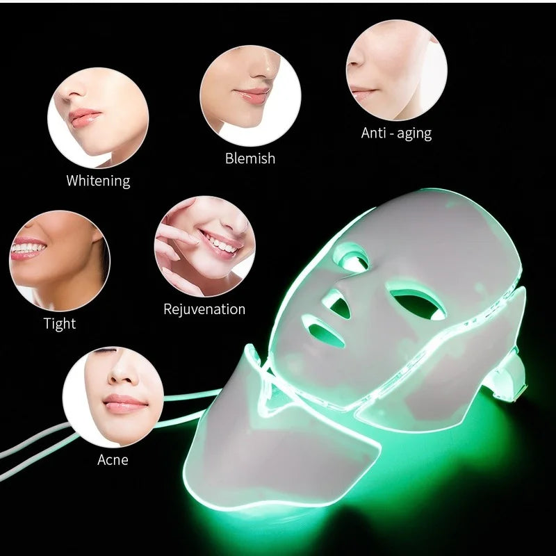 Photon 7 Color Led Mask Skin Rejuvenation Acne Anti-wrinkle Tight Neck Beauty Instrument Korea Light Face SPA Face Mask Machine