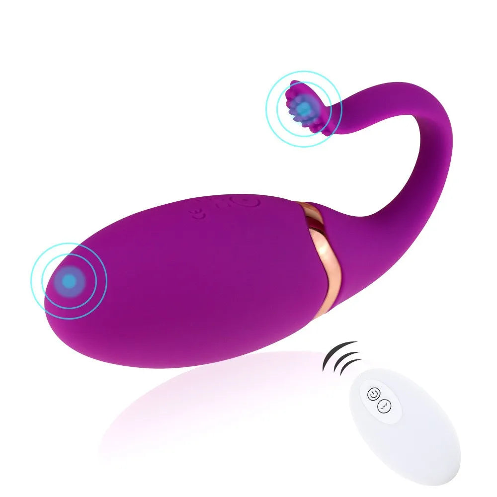 Tadpole Masturbator Vibrator Remote Control Silicone 10-Frequency Vibration Dual-Vibrator G spot Clitoris Massager for Women