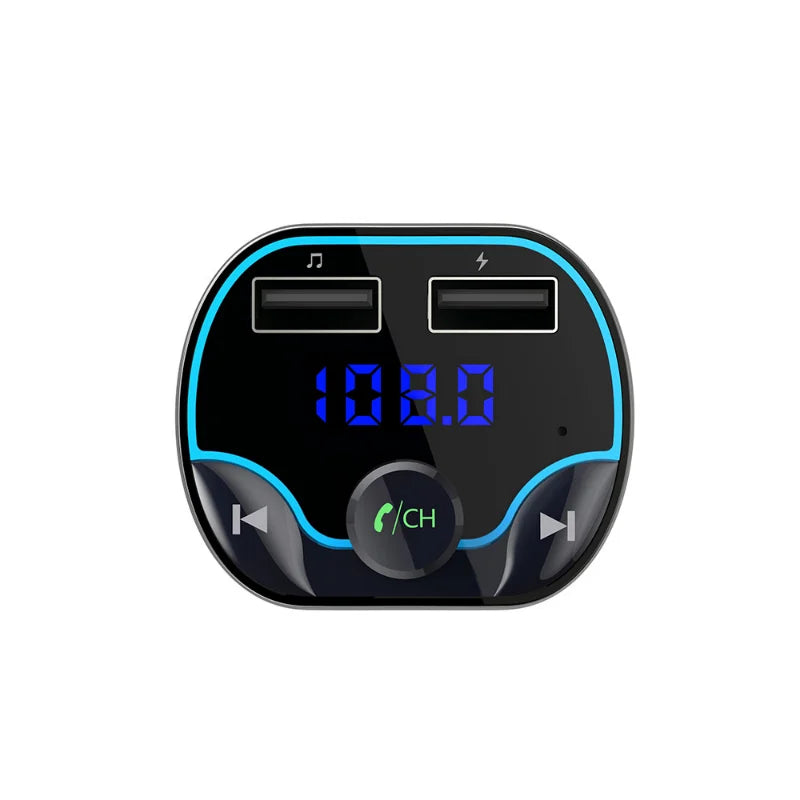 T24 Car MP3 Music Player Card Slot FM Transmitter Bluetooth Hands-Free Dual USB Car Charger