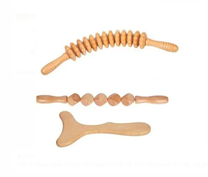 7 in 1 Therapy Massage Tools Maderoterapia Kit Home Wood Massager Roller Wood Gua Sha Roller Manual Wooden Massager