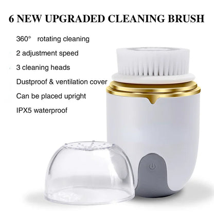 NEW Electric Ultrasonic Facial Cleanser Brush 3 in 1 Cleansing Face Brush 360 Rotate Deep Cleaning Brush Facial Skin Care