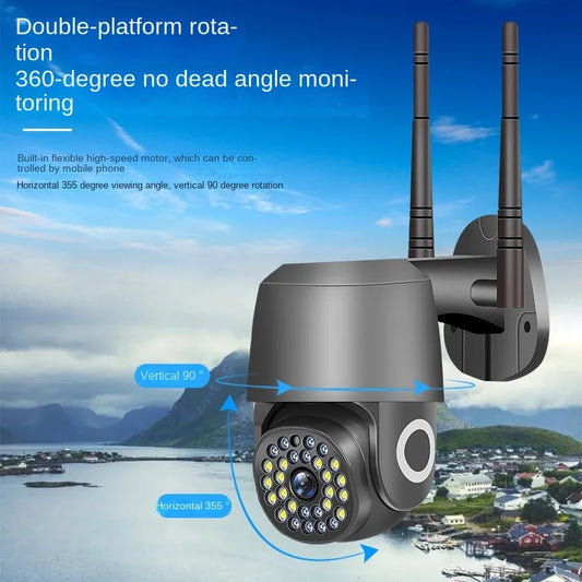 Wireless High-definition Network WiFi Ball Machine Camera Outdoor Waterproof All Black 28 Lights Remote Mobile Phone Monitoring