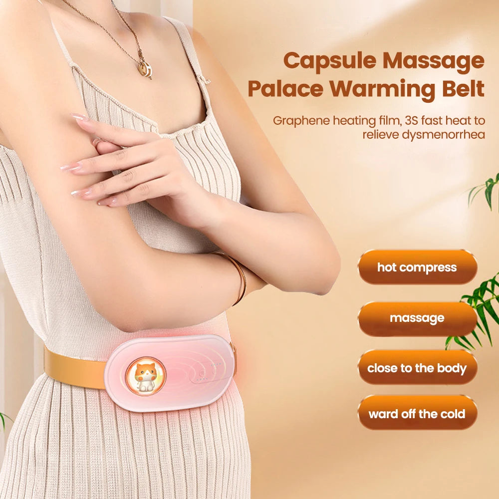 New Wireless Warm Abdominal Belt Menstrual Heating Pad Hot Compress Lady Uterus Reduce Menstrual Stomachache Waist Pain Massager