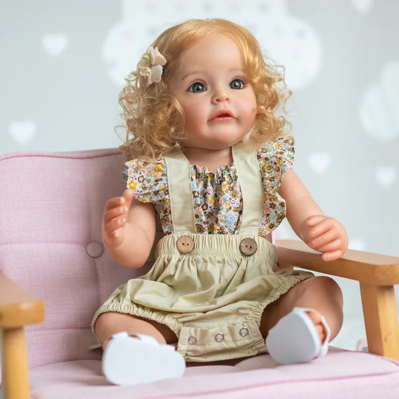 55CM Reborn Baby Dolls Full Silicone Baby Doll Hand-detailed Baby Rebirth Doll Hand Painted Vein Waterproof Toy for Girls