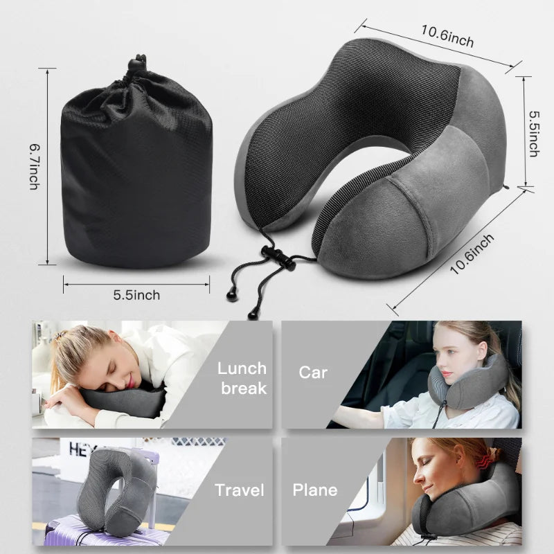 1pc U Shaped Massage Pillow Memory Foam Neck Pillows Soft Travel Massage Neck Pillow Sleeping Airplane Pillow Cervical