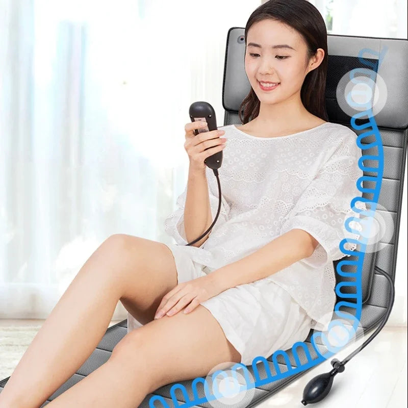 Electric Heating Full Body Massager for Car Chair Office Lumbar Neck Muscle Relax Vibration Cushion Shoulder Back Massage Mat