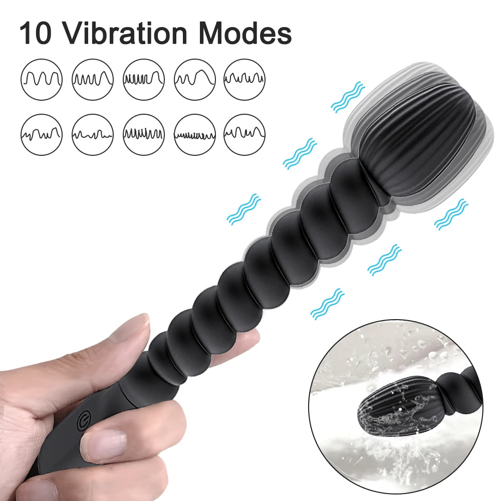 Soft Butt Plug Stimulator Vibrating Sex Toy for Adults Prostate Massage Powerful 10 Speeds Anal Beads Vibrators Female for Women