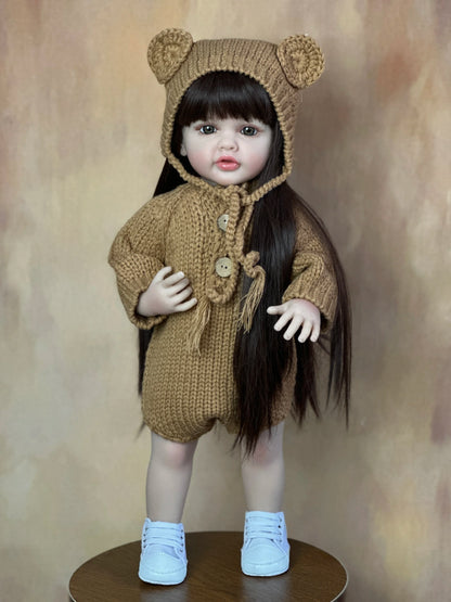 55CM Reborn Dolls 22Inch Baby Lifelike Realistic Stand Girl Doll Kit Full Soft Silicone Body Toddler Birthday Gift